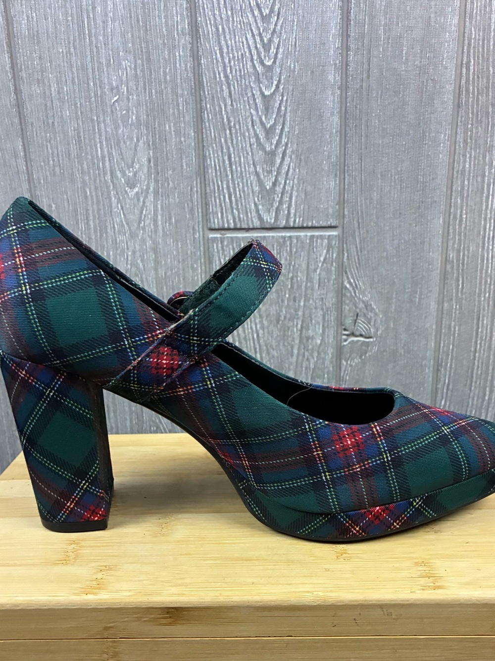 Cato Plaid Mary Jane Platform Heel Women’s Buckle Strap Size 10 Grunge Retro Y2K - Picture 6 of 7